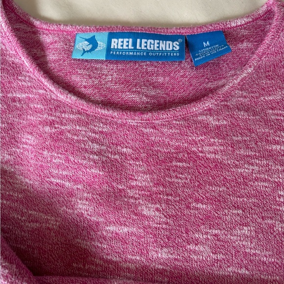 Women's Size Medium Reel Legends Era Performance Heathered Pink Cold Shoulder - Picture 7 of 7